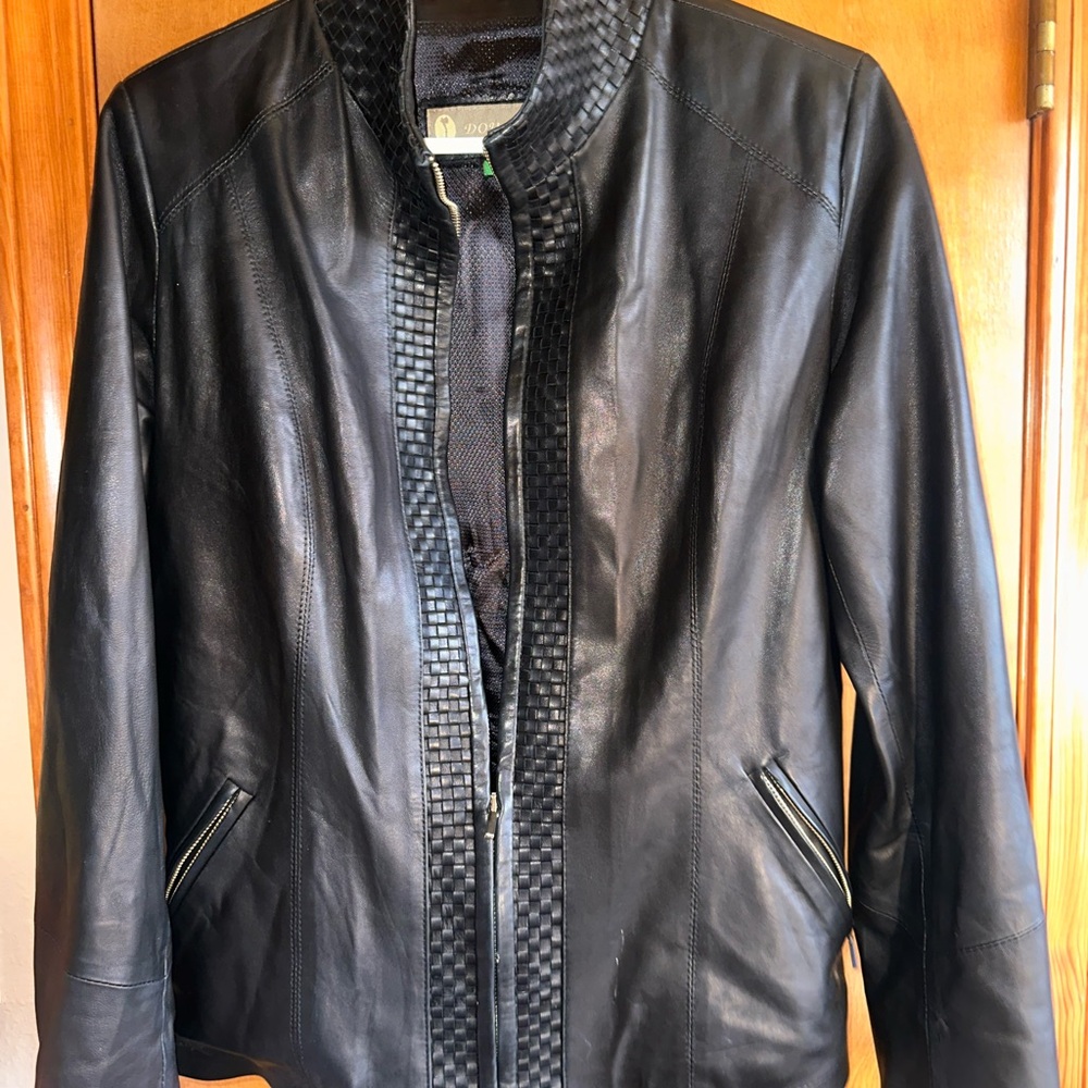 Black Leather Jacket- barely worn great condition!